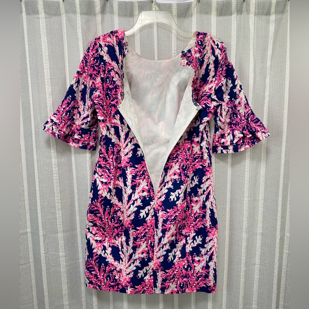 Lilly Pulitzer Dress Fiesta Nauti Navy Pink Beyond the‎ Sea Coral Size 4 - Picture 8 of 15